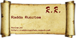 Radda Rusztem névjegykártya